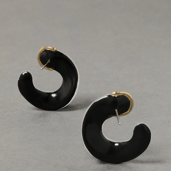 ALEXIS BITTAR Silver Lucite Small Molten Front Facing Hoop Earrings - Picture 6 of 8